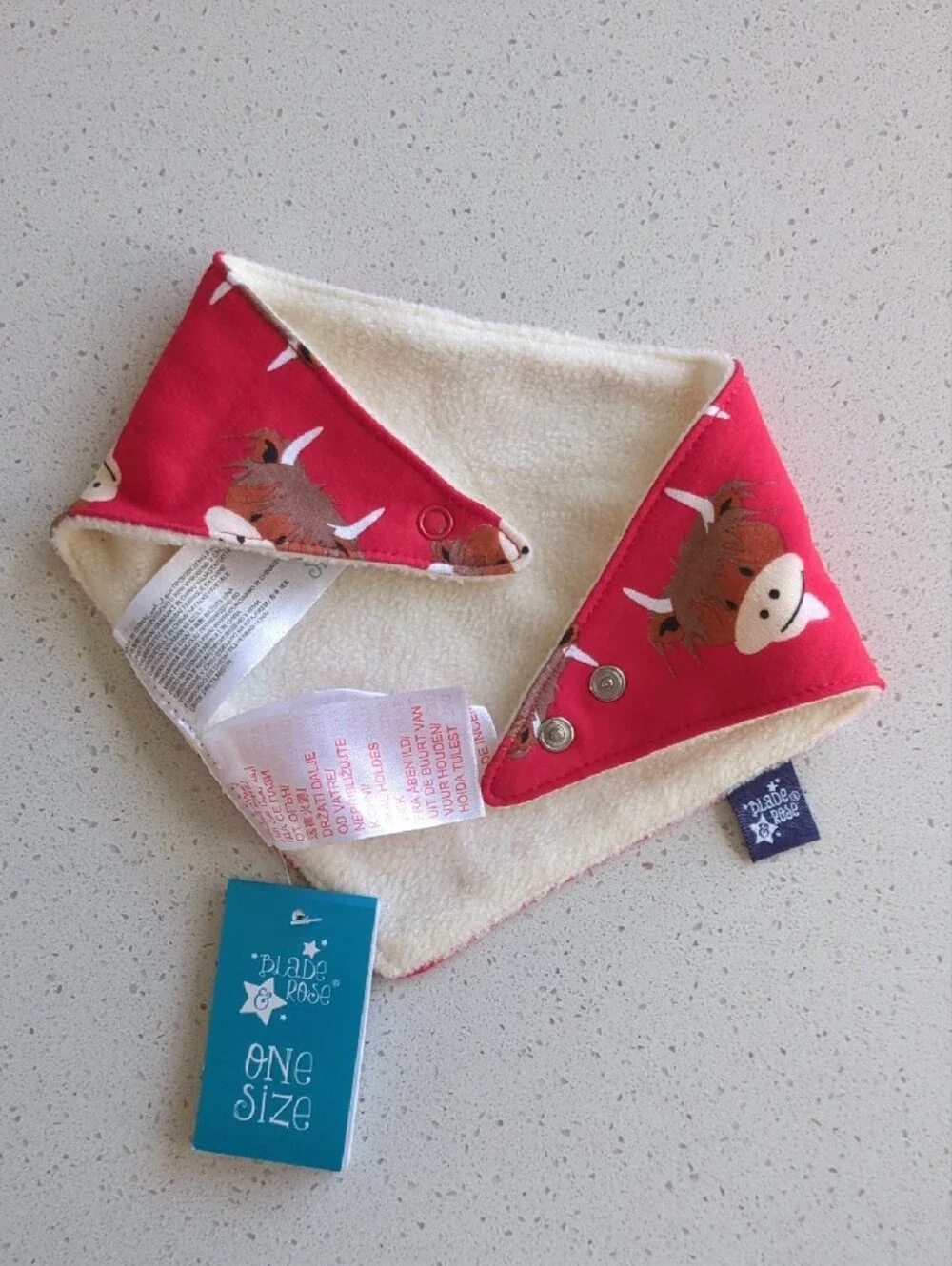Red Highland Cow Bandana Bib with Snap Closure